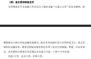 常熟银行：拟设立苏州科技支行