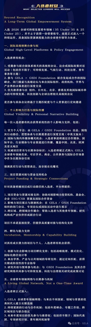 2026 全球可持续发展青年领袖榜35 Under 35  25 Under 25现已开放全球申请｜申请截止：2026 年 3 月 1 日