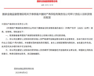 康泰胤获批出任中再产险审计责任人