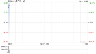小鹏汽车港股高开9.57% 隔夜美股收高 公司将于11月17日发布财报