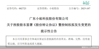 股价跌停！小崧股份拟2.86亿元易主，新主涉医疗、旅游等资产