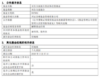 官宣！任相栋离任兴全合泰、兴全合衡基金经理