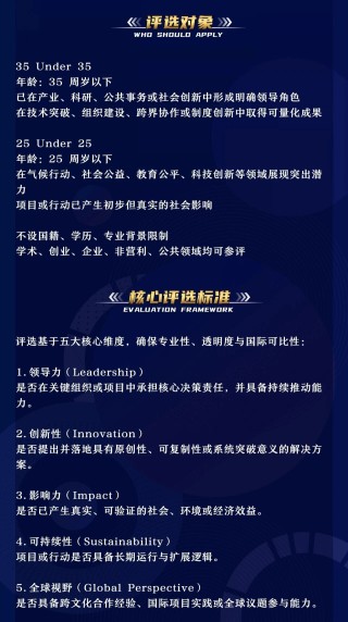 2026 全球可持续发展青年领袖榜35 Under 35  25 Under 25现已开放全球申请｜申请截止：2026 年 3 月 1 日