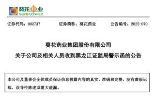 葵花药业，因信息披露违规，收到警示函！！