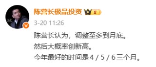 私募大佬神农投资陈宇喊话：A股最多跌到月底，二季度值得期待