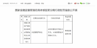 中国人寿财险安陆市支公司被罚0.5万元：内控管理不到位