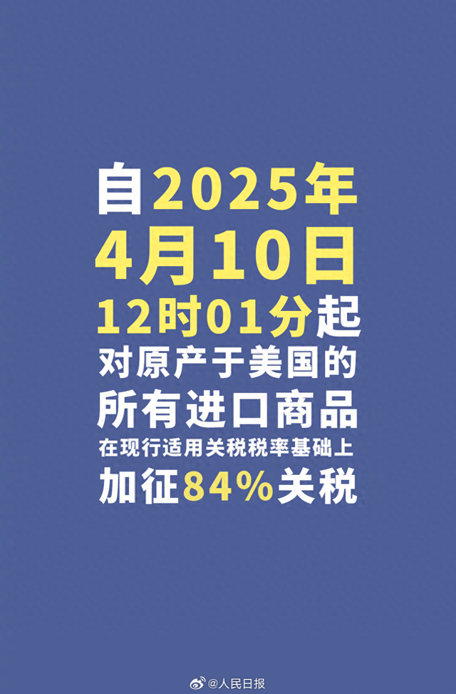 今天12时1分起，对美加征84%关税！  第1张