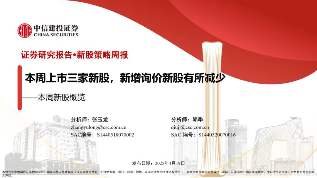 本周上市三家新股，新增询价新股有所减少  第3张
