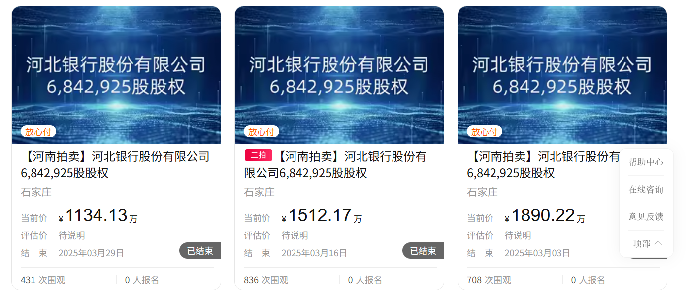 有城商行股权跌成白菜价?河北银行千万股份降价20%二拍 每股不到1块6 第3张 有城商行股权跌成白菜价?河北银行千万股份降价20%二拍 每股不到1块6 第3张