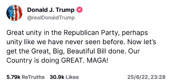 特朗普吹捧共和党团结,敦促就“大而美”法案采取行动 第1张 特朗普吹捧共和党团结,敦促就“大而美”法案采取行动 第1张