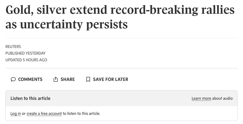 白银价格首次站上93美元,现货黄金也续创历史新高 第3张 白银价格首次站上93美元,现货黄金也续创历史新高 第3张