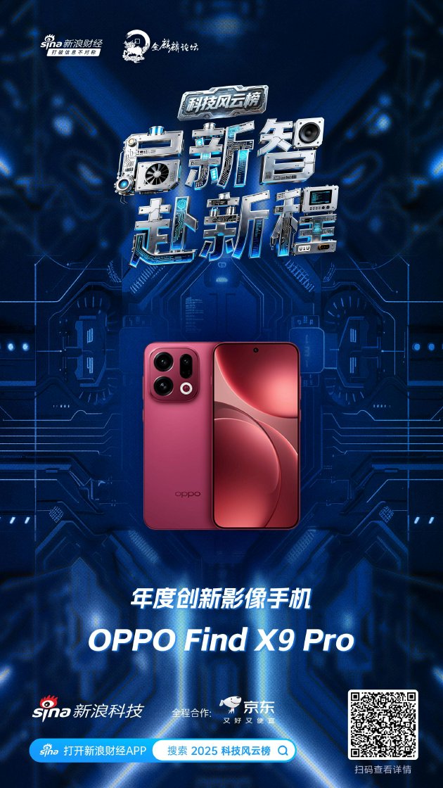 OPPO Find X9 Pro获新浪2025科技风云榜年度创新影像手机奖 第1张 OPPO Find X9 Pro获新浪2025科技风云榜年度创新影像手机奖 第1张