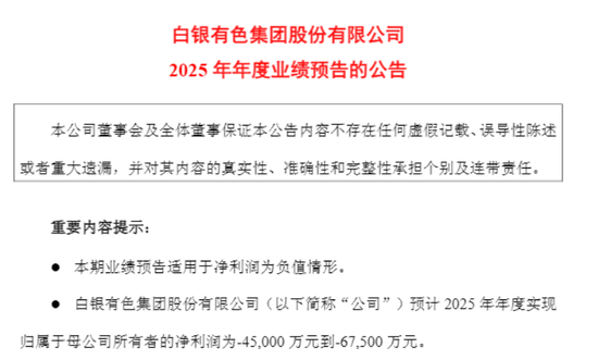 4连板白银有色预亏超4亿，近30日股价几乎翻倍  第1张