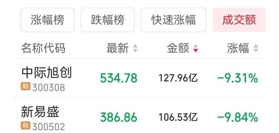 中际旭创、新易盛均跌超9% 第2张 中际旭创、新易盛均跌超9% 第2张